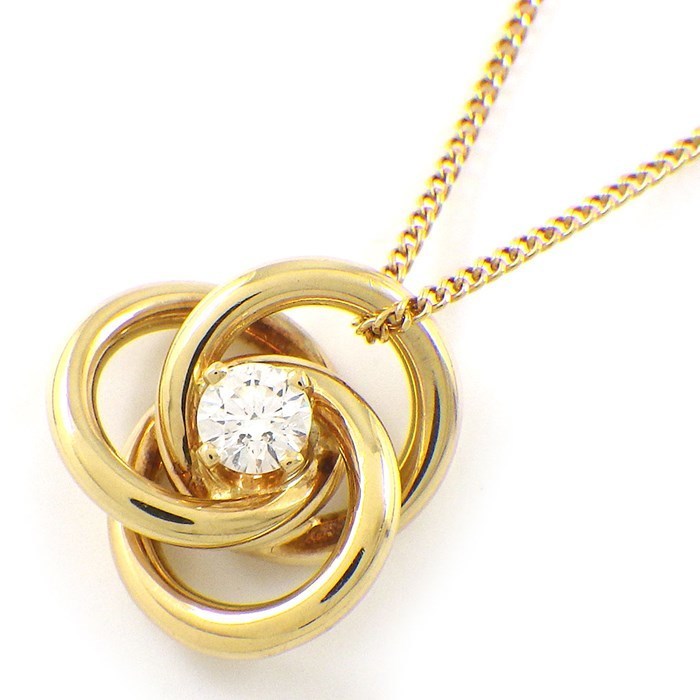 Tiffany Trefoil Knot Diamond Necklace Gold
